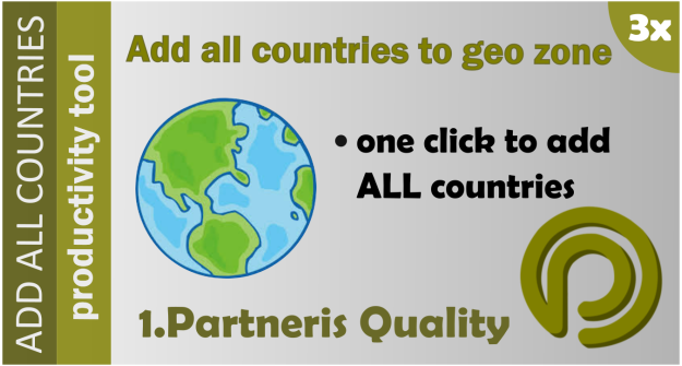 Pievienot visas valstis ģeogrāfiskajai zonai OpenCart 3.x versijām