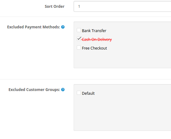 Entry where you exclude payments and user groups